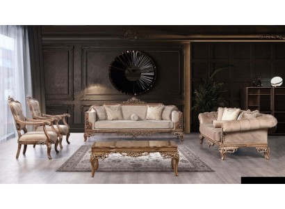 Sofagarnitur 3+3+1+1 Sitz Couchtisch Chesterfield Sofa Sessel Luxus Set 5tlg