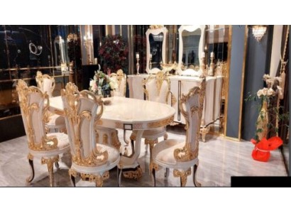 Cтоловая комната в итальянском стиле из 7 частей обеденный стол + стулья