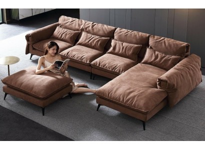 Wohnlandschaft L-Form Modern Braun Design Sofas Ecksofa Polsterung