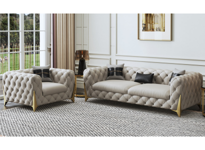 Sofagarnitur Big Set 3+1 Sitzer Leder Couch Sofa Garnitur Design Couchen