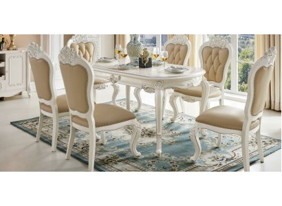 Красивый комплект стульев честерфилд для столовой из дерева и кожи в стиле барокко