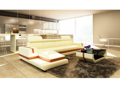 Moderne Design Ecksofa Big Leder Garnitur Eckcouch Wohnzimmer Sitz