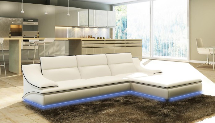 Design Polster Eck Sofa Couch Leder Sofas Garnitur Wohnlandschaft XXL