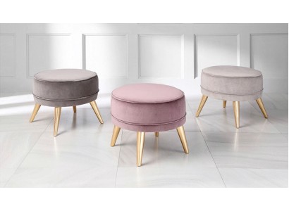 Hocker Sitzhocker Ottomane Pouf Modern Luxus Stoff Design Wohnzimmer Rosa Runder