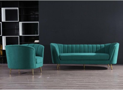 Wohnlandschaft Relax Samt Sitz Design Couch Lounge Sofagarnitur 3+1 Sitzer Möbel