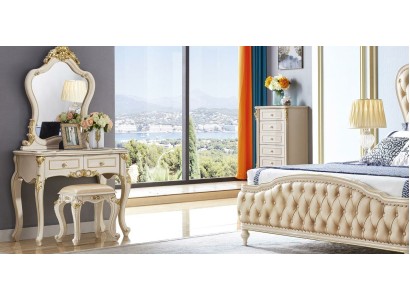  Роскошный комплект белой классической мебели из дерева и кожи для спальни