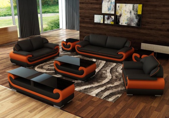 Leather sofa Couch Living landscape 3+2 Seater Design Modern Sofa 0615