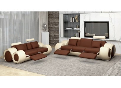 Sofagarnitur Design Couch 3+2 Set Polster Sofa Leder Garnituren Wohnzimmer