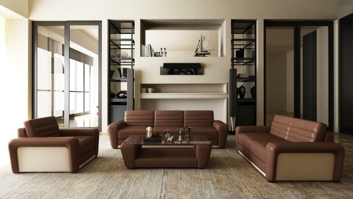 Leather sofa Couch Living landscape 3+2 Seater Design Modern Sofa Living room