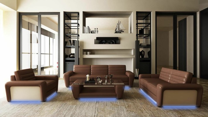 Leather sofa Couch Living landscape 3+2 Seater Design Modern Sofa Living room