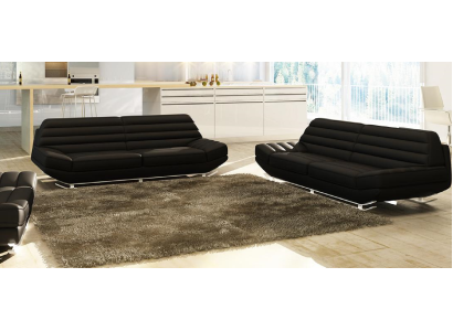 Sofagarnitur Design Couch 3+2 Set Polster Sofa Leder Wohnzimmer Garnituren