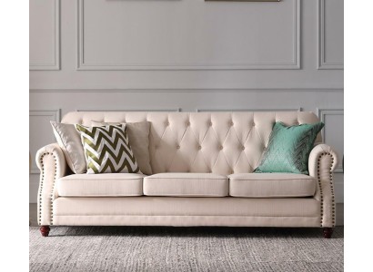 Модный комплект диванов 3+1 Честерфилд из текстиля в классическом стиле