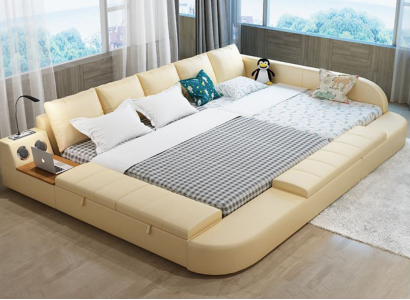 Многофункциональный диван-кровать в кожаной обивке размера xxl 