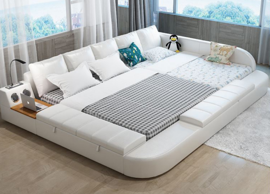 Многофункциональный диван-кровать в кожаной обивке размера xxl 