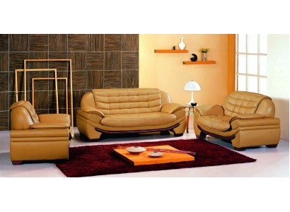 Sofagarnitur Couch Polster Sofa Leder Wohnzimmer Sitz 3+2+1 Set Garnituren