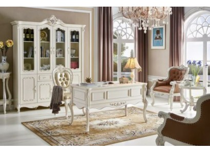 Шикарная классическая деревянная мебель для офиса в белом цвете