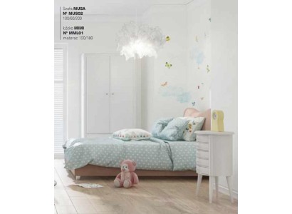 Kinderzimmer Kinderbett Bett Nachttisch Kleiderschrank Holz Möbel Weiß Set 3tlg