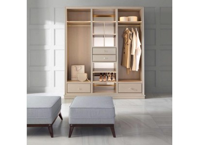 Offener Kleiderschrank Schlafzimmer Schrank Begehbare Möbel Schrank Holz Beige