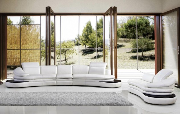 Оригинальный кожаный диван полукруглой формы в стиле модерн