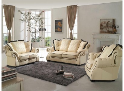 Klassische Leder Sofa Couch Sofagarnitur Sofas Couchen Garnituren Polster 3+2