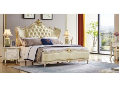 Восхитительный комплект классической деревянной мебели честерфилд для спальни в бежевом цвете