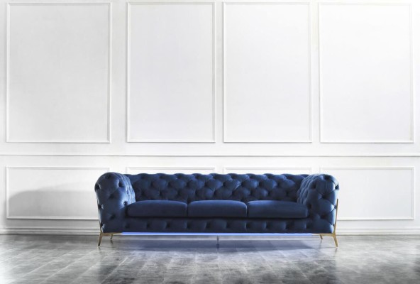 Chesterfield Sitz Textil Stoff 2 Sitzer Wohnzimmer Couch Sofa Polster Garnitur