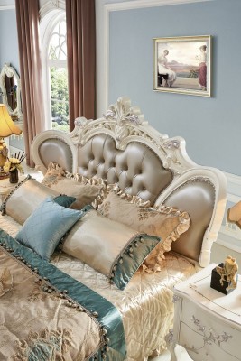 Chesterfield Möbel Nachttisch 3tlg. Schlafzimmer Set Bett Barock Massivholz