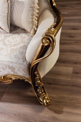 Sofagarnitur 3+1 Sitzer Gold Couchtisch Klassisch Wohnzimmer Set 3tlg.