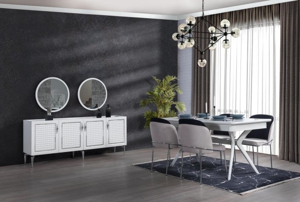 Esszimmer Set Tisch 4x Stühle 5tlg neu weiß Essgruppe Modern Luxus