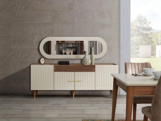 xxl sideboard Anrichte Kommode 201cm mit Spiegel 2tlg. Schrank Kommoden