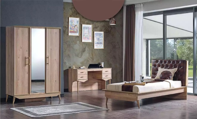 Kleiderschrank Holzschrank braun Schlafzimmer Möbel Garderobe Schrank