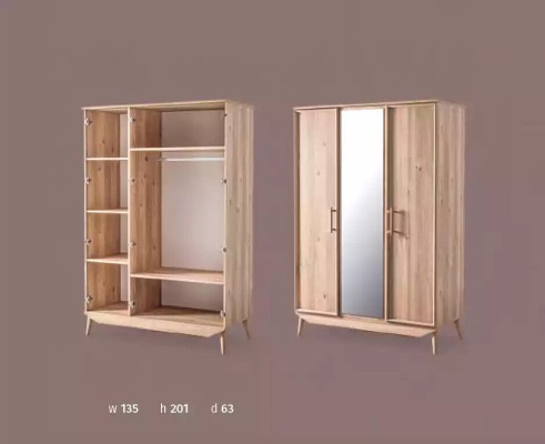 Kleiderschrank Holzschrank braun Schlafzimmer Möbel Garderobe Schrank