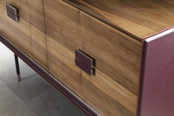 Lila Sideboard Kommode Schrank Holz Regal 141cm Leder Kommoden Möbel