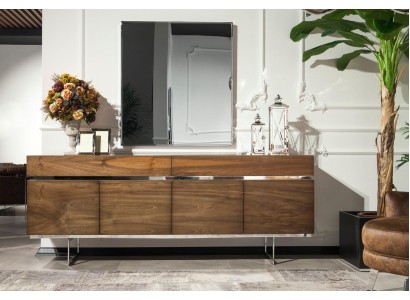 Sideboard + Spiegel aus Edelstahl Kommode Stauraum Luxuriös Praktisch Lowboard