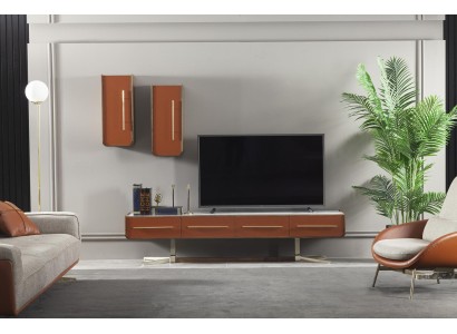 Orange Wall unit stainless steel Wall units Living room Furniture tv Media Wall