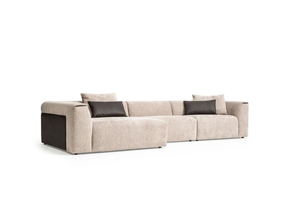 Moderne Beige Eckwohnlandschaft Luxus Ecksofa Polstercouchen Modern Neu