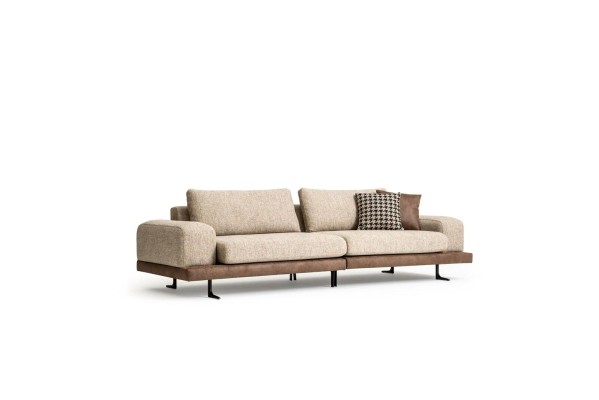 Beige Sofa Luxury Three Seater Modern Style Living room Couch Upholstered furniture