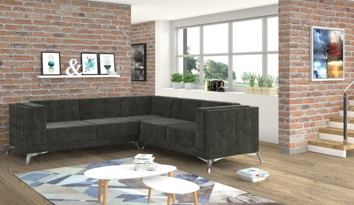 Wohnlandschaft Ecksofa L-Form Sofa Couch Deko Design Couch Textil Modern