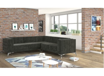 Wohnlandschaft Ecksofa L-Form Sofa Couch Deko Design Couch Textil Modern