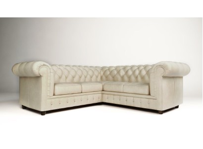 Изысканный бежевый угловой диван L -формы Честерфилд