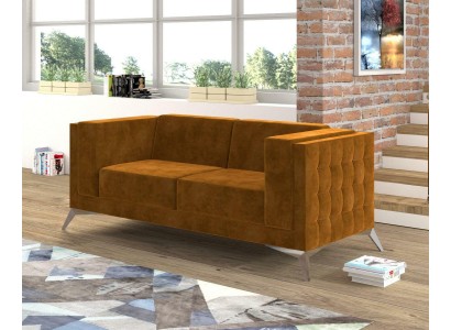 Оранжевый бархатный уютный двухместный диван для гостиной