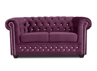 Изысканный бархатный фиолетовый диванный комплект Честерфилд