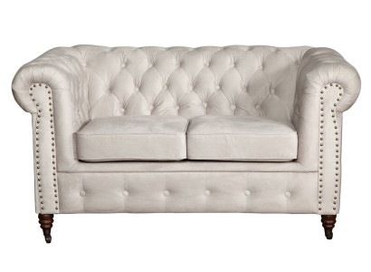Двухместный белый роскошный элегантный диван Честерфилд