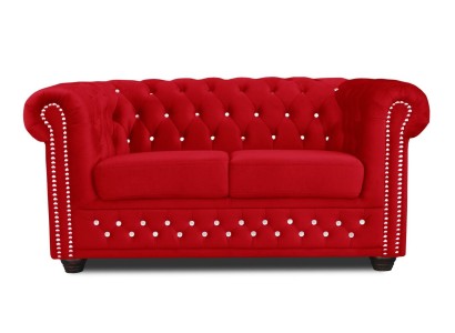 Яркий красный элегантный удобный диван для гостиной Честерфилд