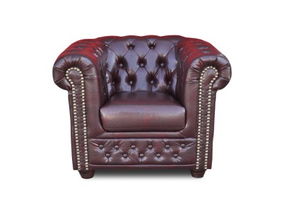 Кресло кожаное роскошное современное для гостиной Честерфилд