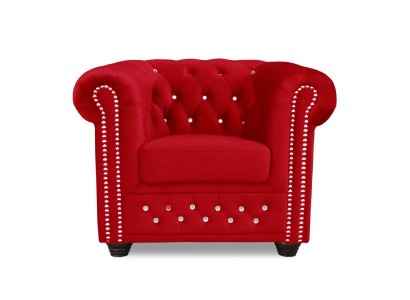 Красное яркое роскошное удобное кресло Честерфилд для гостиной