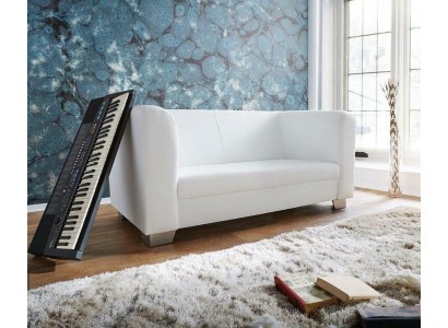 Белый однотонный роскошный удобный двухместный диван для гостиной