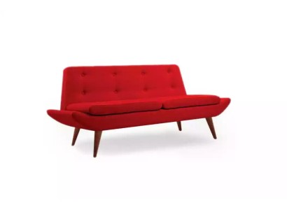 Красный бархатный яркий удобный двухместный диван для офиса и кабинета