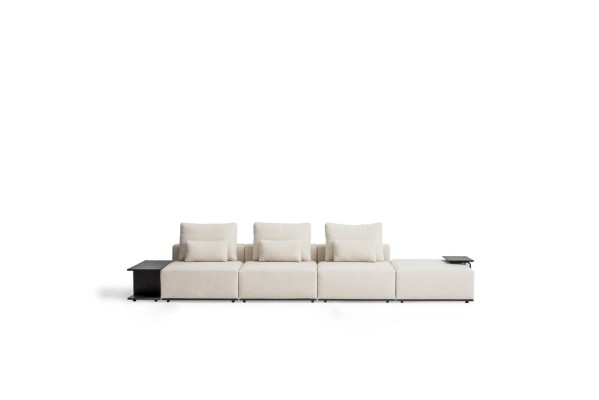 Weißer Fünfsitzer Textilsofa Wohnzimmermöbel Polstersofa Relaxsitzer Sofa