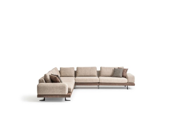 Beige Corner sofa Upholstery Corner suite L-shape Sofa Modern Living landscape Couch